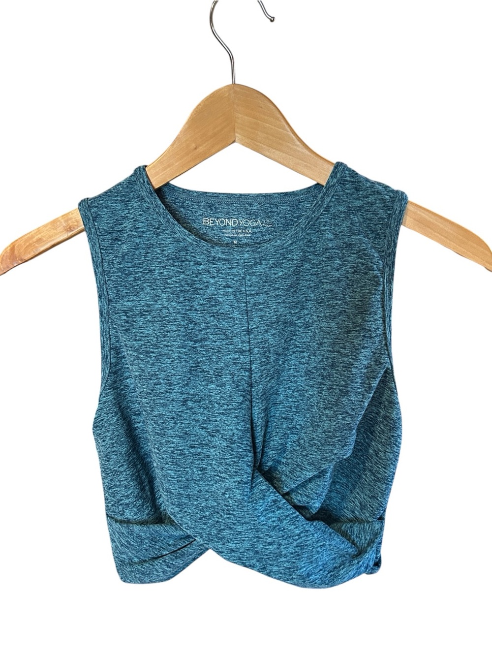 Beyond Yoga Space-Dye Tank Twist Crop Top Sports Bra Workout Top Blue Medium